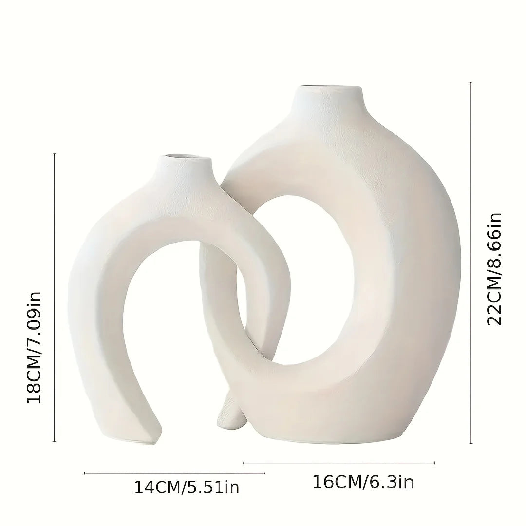 Nordic Hollow Ceramic Vase Set - 2 pieces