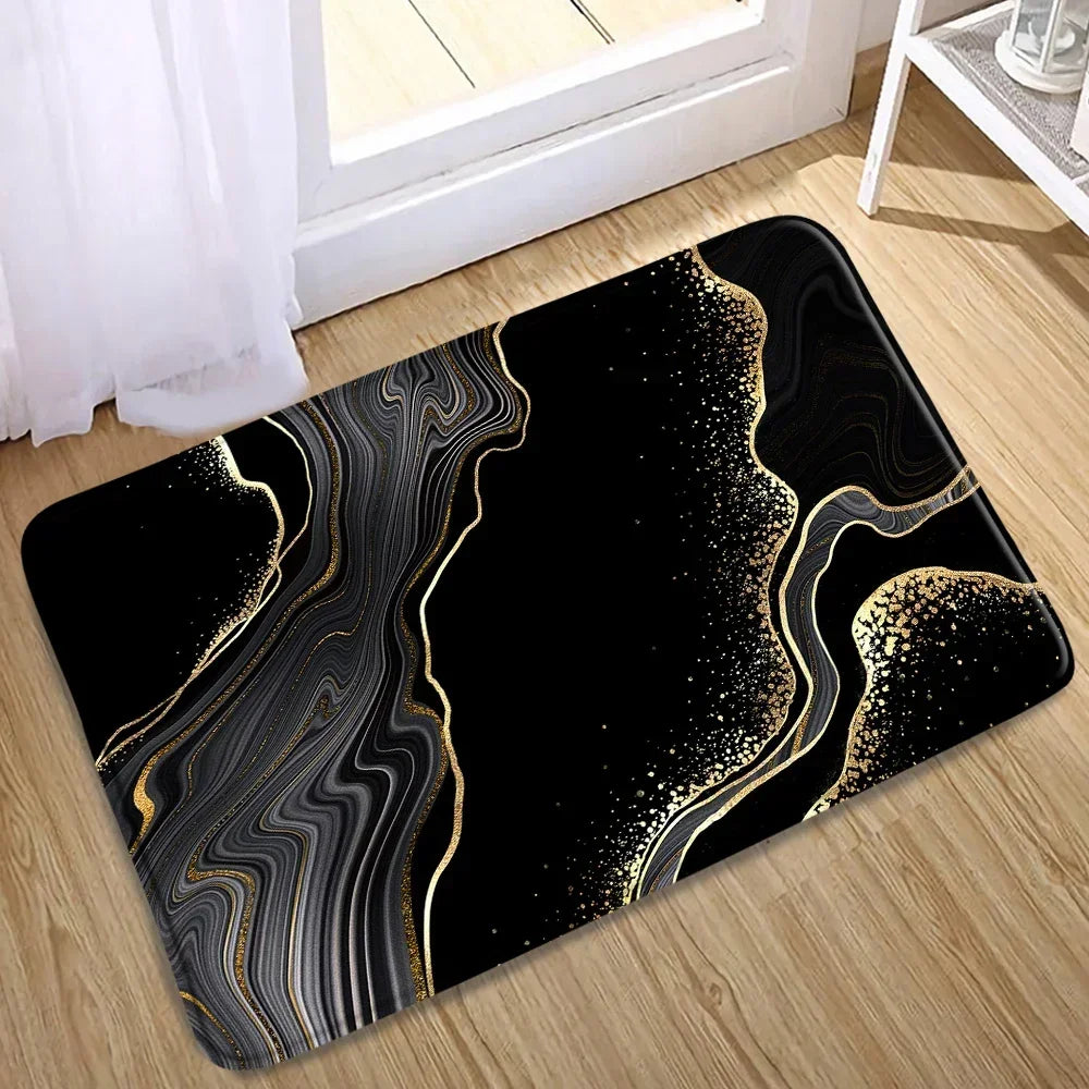 Abstract Marble Bath Mat Set