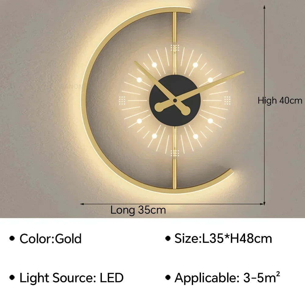 Modern LED Clock Wall Lamp