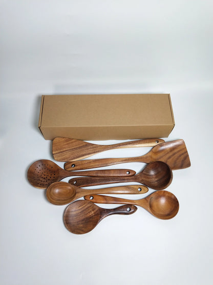 1-7 pieces/set teak tableware spoon Colander spoon