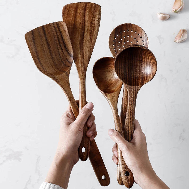 1-7 pieces/set teak tableware spoon Colander spoon