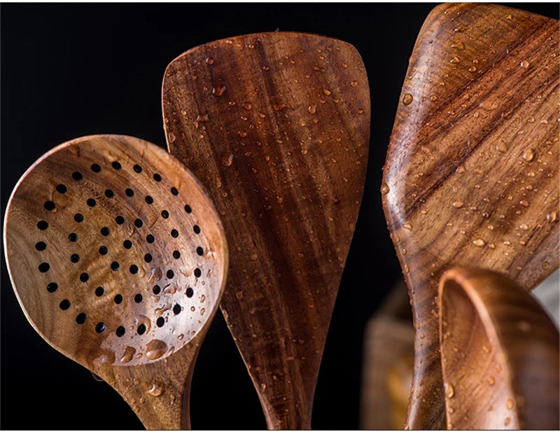 1-7 pieces/set teak tableware spoon Colander spoon