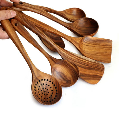 1-7 pieces/set teak tableware spoon Colander spoon