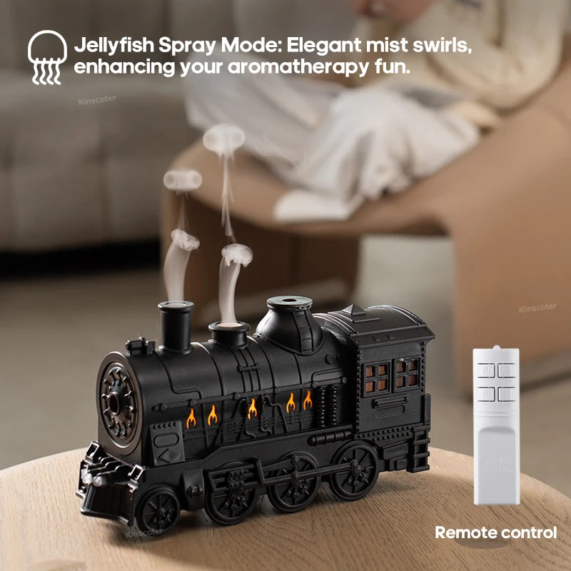 Mini Train Shape Aroma Essential Oil Diffuser with Light and Remote Control Cool Air  for Home Office