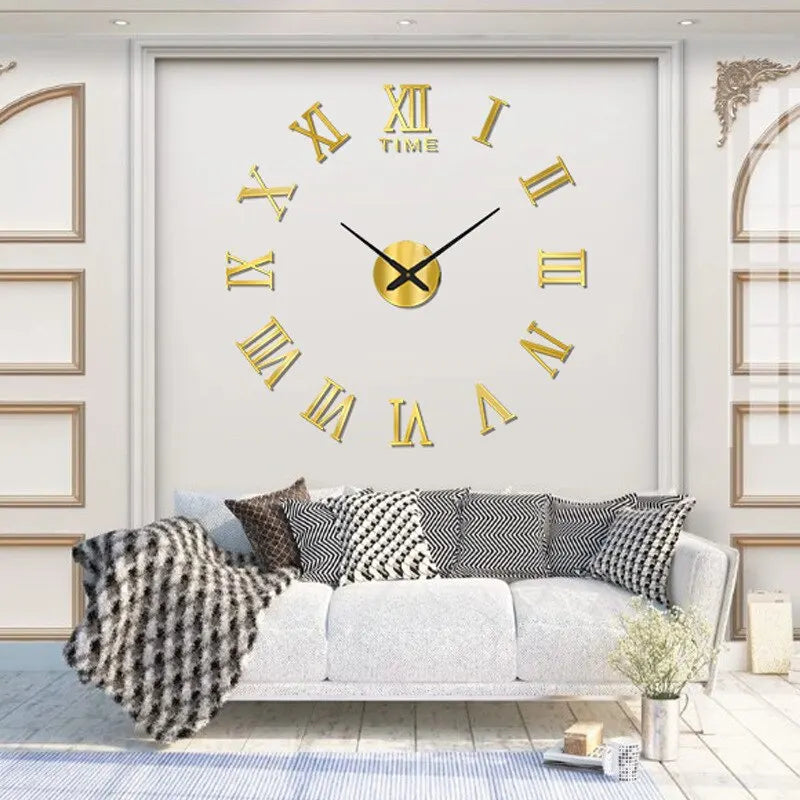 3D Acrylic Digital Wall Clock Large Round Wall Clock