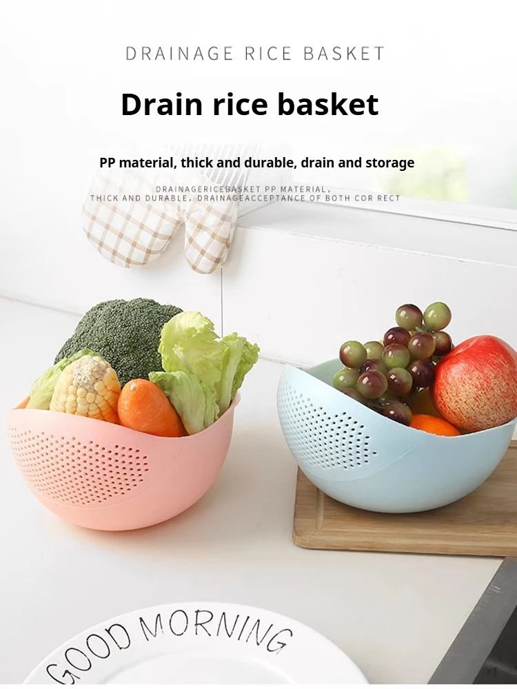 1PC-Silicone Colander Rice Bowl Drain Basket