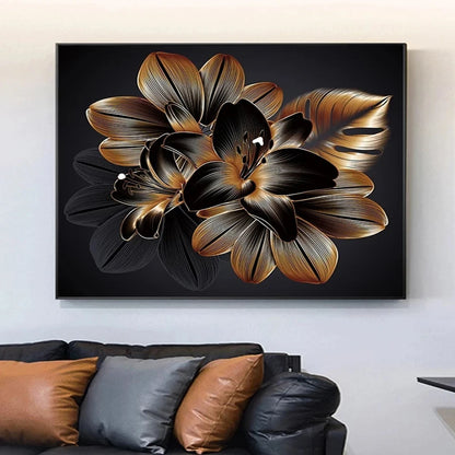 New Arrival Golden And Black Leaves Pictures Diy diamond painting Full Diamond