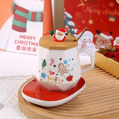 Mug Gift Box Christmas Gift Ceramic Mug, Mug With Lid With Spoon