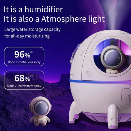 220mL Space Capsule Air Humidifier USB Plug in Rechargeabl Water Diffuser 7 Colors Atmosphere Light