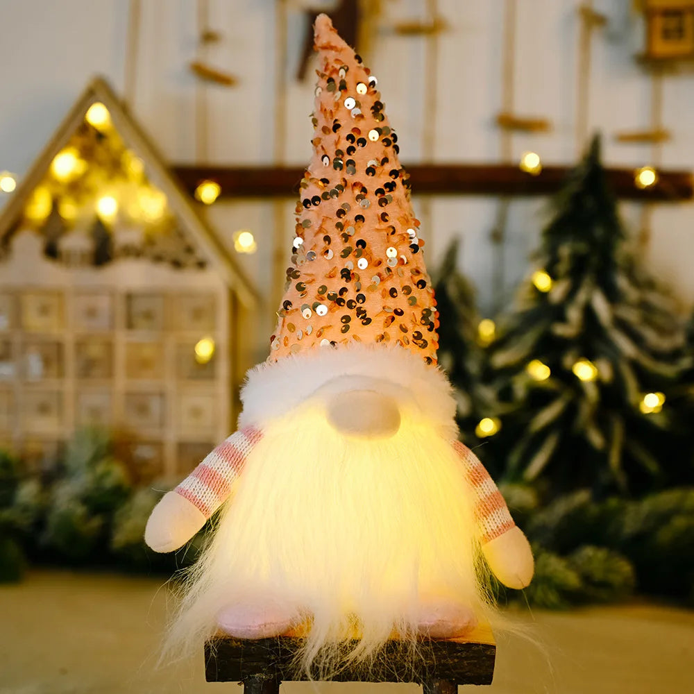 30cm Glowing Gnome Christmas Decorations 2024 Faceless Plush Dolls elf Home Ornaments Navidad New Year 2024 Gift