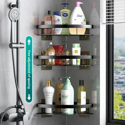 Bathroom Nail-free Shelf Shower Corner Shelf Aluminum Shampoo Shelf Shower Supply Storage Bathroom Accessories