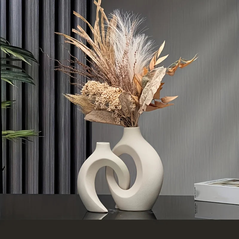 Nordic Hollow Ceramic Vase Set - 2 pieces