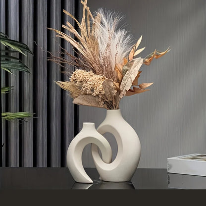 Nordic Hollow Ceramic Vase Set - 2 pieces
