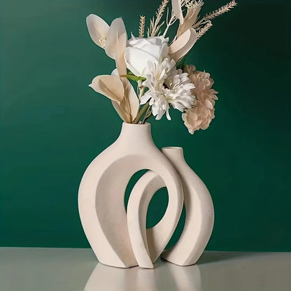 Nordic Hollow Ceramic Vase Set - 2 pieces