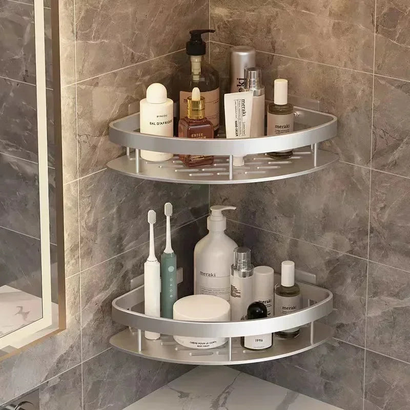 Bathroom Nail-free Shelf Shower Corner Shelf Aluminum Shampoo Shelf Shower Supply Storage Bathroom Accessories