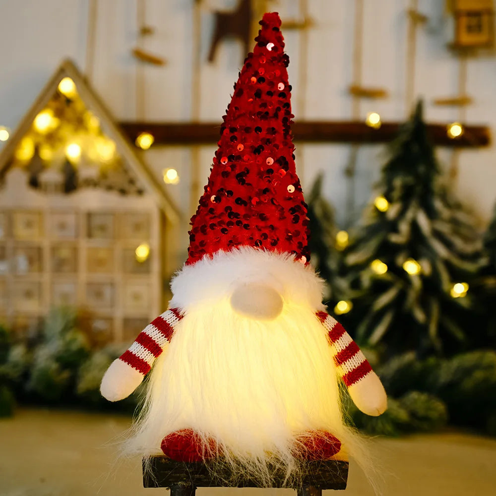 30cm Glowing Gnome Christmas Decorations 2024 Faceless Plush Dolls elf Home Ornaments Navidad New Year 2024 Gift