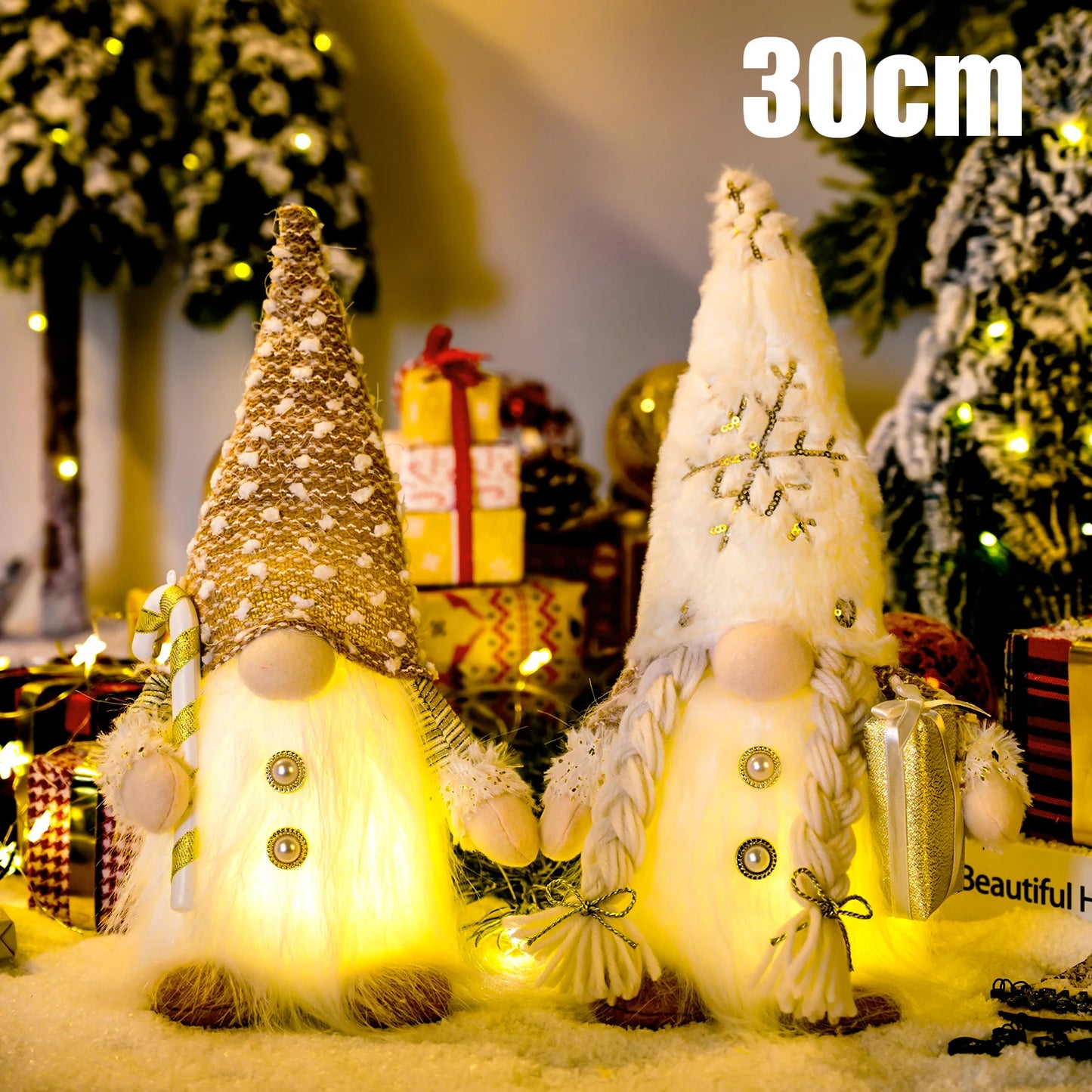 30cm Glowing Gnome Christmas Decorations 2024 Faceless Plush Dolls elf Home Ornaments Navidad New Year 2024 Gift