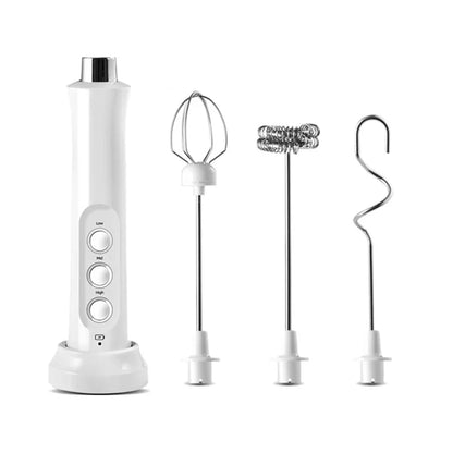 USB Electric Milk Frother 3 Whisk USB Charger Bubble Maker Coffee Foamer with 3 Modes Handheld Egg Beater Mixer Drink Blender