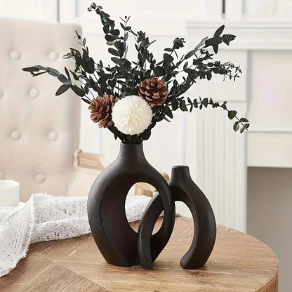 Nordic Hollow Ceramic Vase Set - 2 pieces