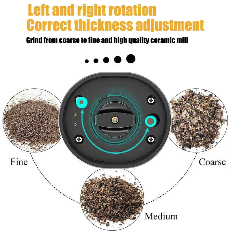 USB Rechargeable Automatic Salt and Pepper Grinder with Adjustable Coarseness and LED Light