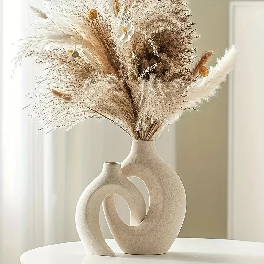 Nordic Hollow Ceramic Vase Set - 2 pieces