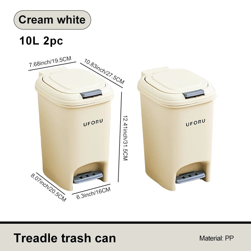 Luxury Style Kitchen Large Capacity Refuse Collection, Living Room and Bathroom Trash Can with Lid and Step-on Design