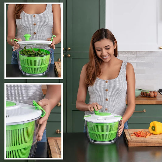 Kitchen Fruit And Vegetable Dehydrator 5 Liter Manual Turntable Safety Cover Lock Rotating Handle With Built In Drainage System